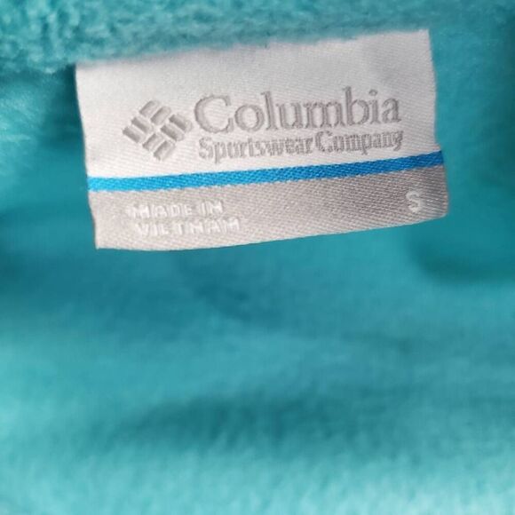 Columbia Full Zip Turquoise Fleece Jacket Women’s Small Pockets Outdoor Warm - Picture 4 of 7